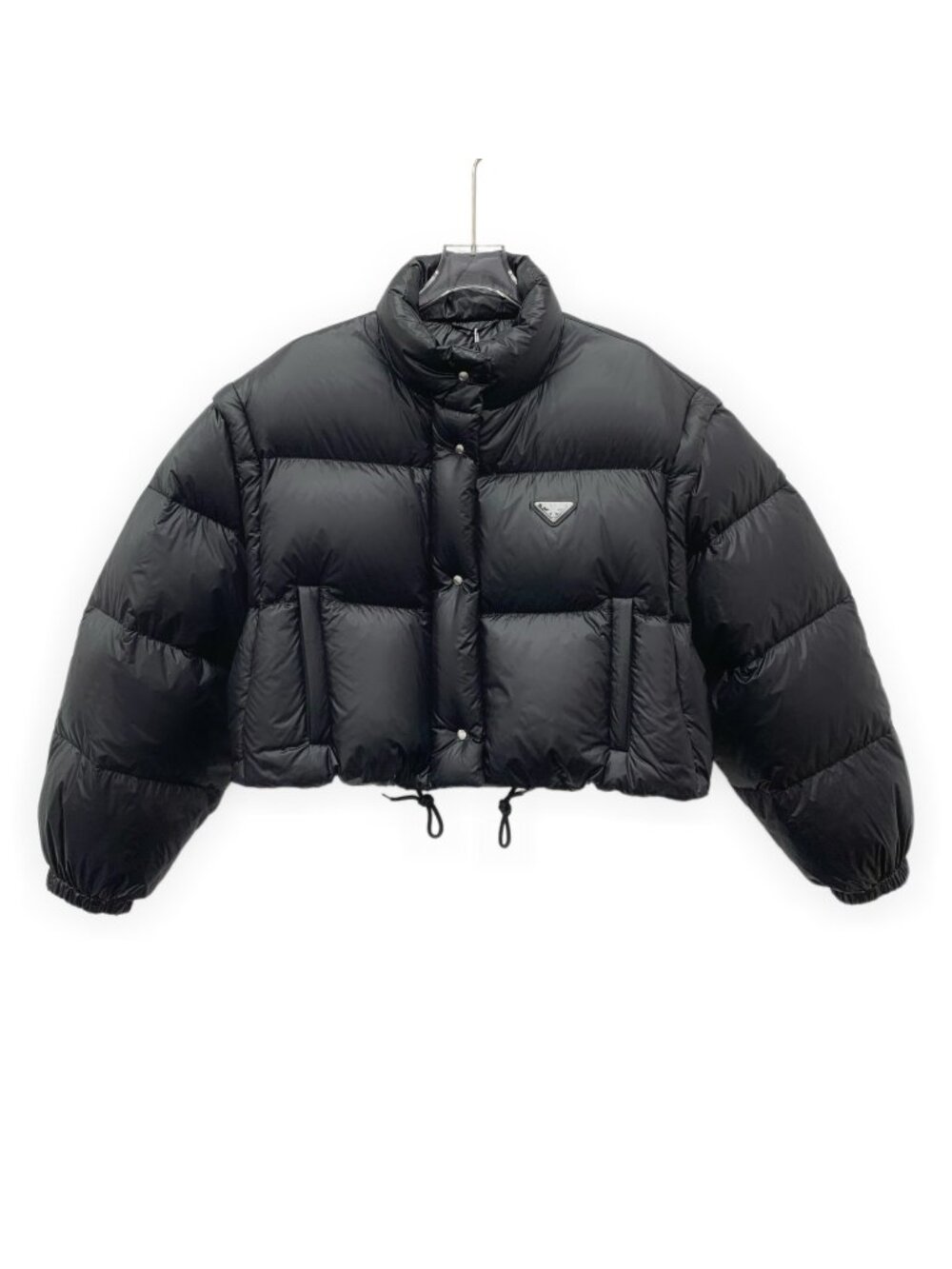 Prada Black Triangle Logo Stand-Collar Down Jacket - Picture 1 of 9